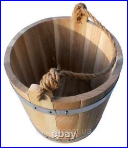 12L Sauna Bucket Wooden Russian Bath Pool Natural Bottomless Ladle SPA Water