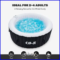 2-4 Person Inflatable Hot Tub Bathtub Pool w 120 Massage Jets Air Pump 6ft Black