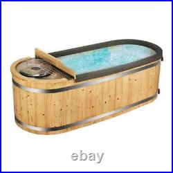 2 Person Natural Pine Hot Tub w Multipurpose Charcoal Stove 132 Gallon Outdoor