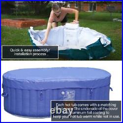 2 Person Portable Inflatable Hot Tub Spa Jetted with Drink Tray and Cover Backyard