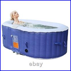 2-Person Portable Inflatable Outdoor Spa Jetted Hot Tub Oval with Drink Tray Cover