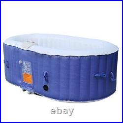 2-Person Portable Inflatable Outdoor Spa Jetted Hot Tub Oval with Drink Tray Cover