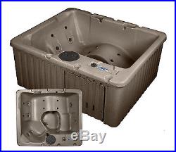 3-4 PERSON HOT TUB PATIO BROWN STONE WHIRLPOOL BATH DECK SPA LOUNGE with COVER
