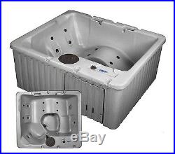 3-4 PERSON HOT TUB PATIO GRAY STONE WHIRLPOOL BATH DECK SPA LOUNGE with COVER