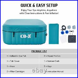 4 Person 5x5 Foot Portable Inflatable Spa Tub & Outdoor Above Ground Pool Teal