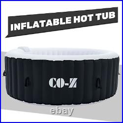 4 Person 6ft Inflatable Hot Tub Pool with Massage Jets and All Accessories Black
