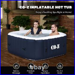 4 Person Inflatable Hot Spa Tub w 120 Jets and Air Pump for Patio Backyard More