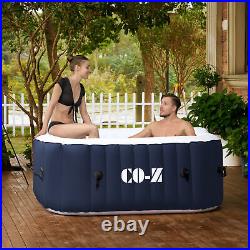 4 Person Inflatable Hot Spa Tub w 120 Jets and Air Pump for Patio Backyard More