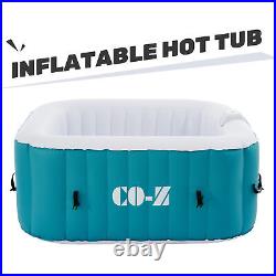 4 Person Inflatable Hot Tub Bathtub Pool w 120 Massage Jets Air Pump 5x5ft Teal