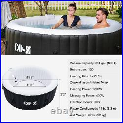 4 Person Inflatable Hot Tub Bathtub Pool w 120 Massage Jets Air Pump 6ft Black
