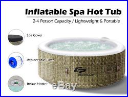 4 Person Inflatable Hot Tub Outdoor Portable Pool Spa Bath Heat Bubble MassageCF