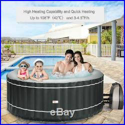 4-Person Inflatable Hot Tub Portable Outdoor Bubble Jet Leisure Massage Spa Gray