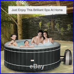 4-Person Inflatable Hot Tub Portable Outdoor Bubble Jet Leisure Massage Spa Gray