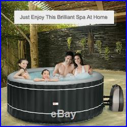 4-Person Inflatable Hot Tub Portable Outdoor Spa Bubble Jet Leisure Massage Gray