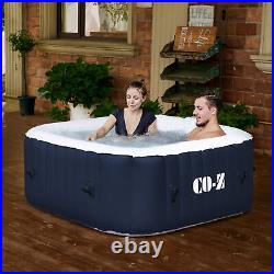 4 Person Inflatable Hot Tub w 120 Jets and Air Pump for Patio Backyard and More