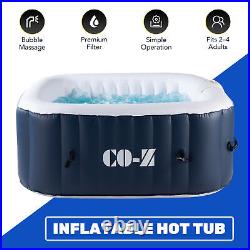 4-Person Inflatable Hot Tub w 120 Jets and Air Pump for Patio Backyard and More