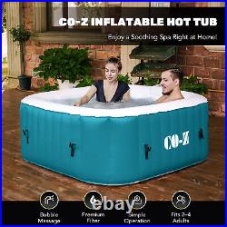 4 Person Inflatable Hot Tub w 120 Massage Jets Air Pump 5'x5' Outdoor Pool Teal