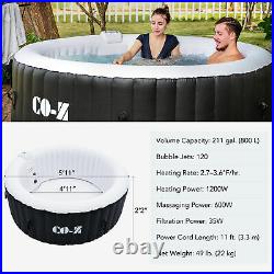 4 Person Inflatable Hot Tub w 120 Massage Jets Air Pump 6' Outdoor Pool Black