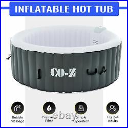 4 Person Inflatable Hot Tub w 120 Massage Jets Air Pump 6' Outdoor Pool Gray