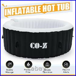 4 Person Inflatable Hot Tub with Full Accessories Blow Up Pool with Jets Black