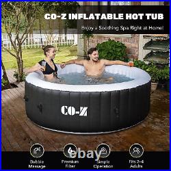 4 Person Inflatable Hot Tub with Full Accessories Blow Up Pool with Jets Black