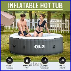 4 Person Inflatable Hot Tub with Full Accessories Blow Up Pool with Jets Gray