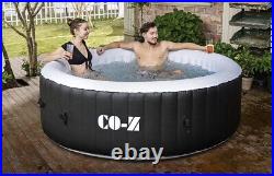 4 Person Inflatable Spa Tub 6' Portable Outdoor Hot Tub Pool with Air Pump Black