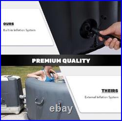 4 Person Inflatable Spa Tub 6' Portable Outdoor Hot Tub Pool with Air Pump Black