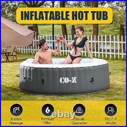 4 Person Inflatable Spa Tub 6' Portable Outdoor Hot Tub Pool with Air Pump Gray