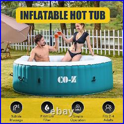 4 Person Inflatable Spa Tub 6' Portable Outdoor Hot Tub Pool with Air Pump Teal
