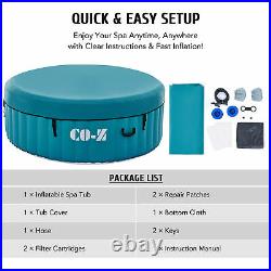 4 Person Inflatable Spa Tub 6' Portable Outdoor Hot Tub Pool with Air Pump Teal