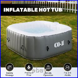 4 Person Inflatable Spa Tub Portable 5x5ft Hot Tub for Home Patio Backyard Gray