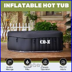 4 Person Inflatable Spa Tub Portable Square Bathtub for Patio Garden More Black