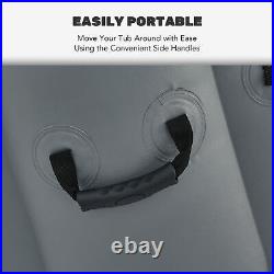 4 Person Inflatable Spa Tub Portable Square Bathtub for Patio Garden More Gray