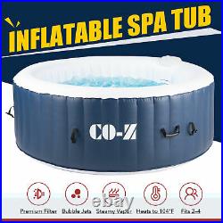 4-Person Inflatable Spa Tub w 120 Jets & Hot Tub Cover for Patio Backyard & More