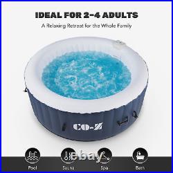 4-Person Inflatable Spa Tub w 120 Jets & Hot Tub Cover for Patio Backyard & More