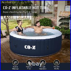 4-Person Inflatable Spa Tub w 120 Jets Hot Tub Cover for Patio Backyard Outdoor