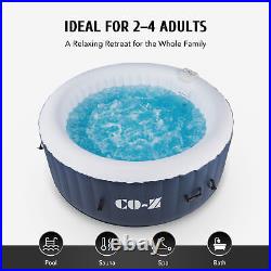 4-Person Inflatable Spa Tub w 120 Jets Hot Tub Cover for Patio Backyard Outdoor