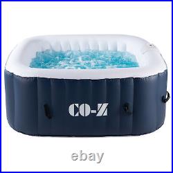 4 Person Inflatable Square Spa Tub with 120 Bubble Jets for Backyard Patio More