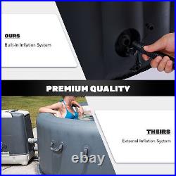 4 Person Portable Spa Tub with Air Pump Cover Heater Outdoor Mini Pool Black