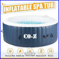 4-Person Round Inflatable Spa Tub w 120 Bubble Jets for Backyard Patio and More