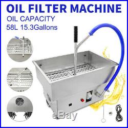 58L Commercial Oil Filtration System Fryer Oil Filter Machine Stainless Steel