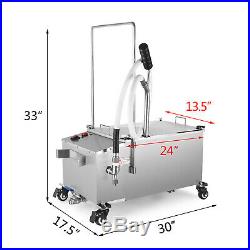 58L Fryer Oil Filter Machine Commercial Oil Filtration System with Stainless Lid