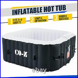 5 Foot Portable Inflatable Square Hot Tub for Sauna Therapeutic Bath Spa Black