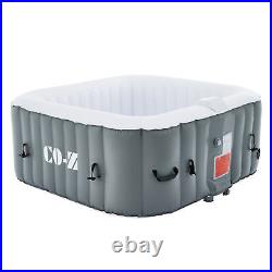 5 Foot Square Inflatable Spa Tub Indoor Outdoor Hot Tub with Control Panel Gray