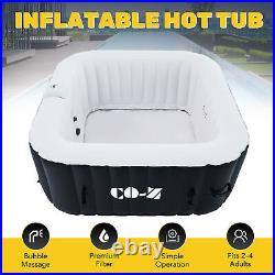 5'x5' Blow Up Hot Tub 4 Person Portable Inflatable Spa and Pool with Pump Black