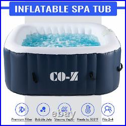 5'x5' Inflatable Hot Tub Portable Jacuzzi with 120 Jets Air Pump Ideal for 4