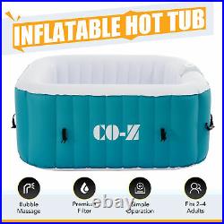 5ft Square Inflatable Spa Hot Tub Indoor Outdoor Spa Tub for Patio Backyard Teal