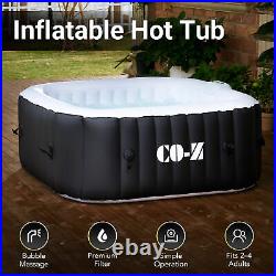 5x5ft Inflatable Hot Tub Portable Above Ground Pool w 120 Air Jets Heater Black