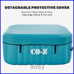 5x5ft Inflatable Hot Tub Portable Above Ground Pool w 120 Air Jets Heater Teal